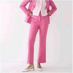 J.Crew Willa Pink Wool Blend Pants 12 Cropped Flare High Waisted Dress Trousers